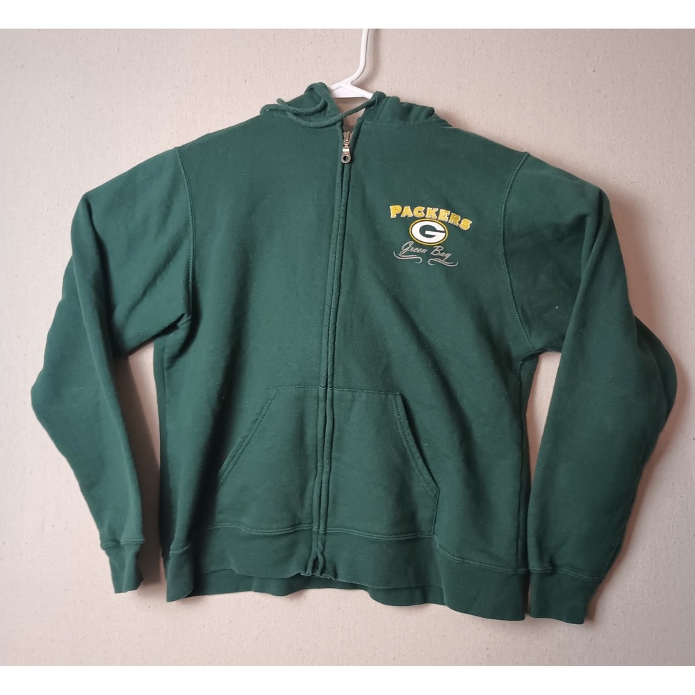 NFL Green Bay Packers Full Zip Hoodie Sweatshirt For Her Size Large Kangaroo EE